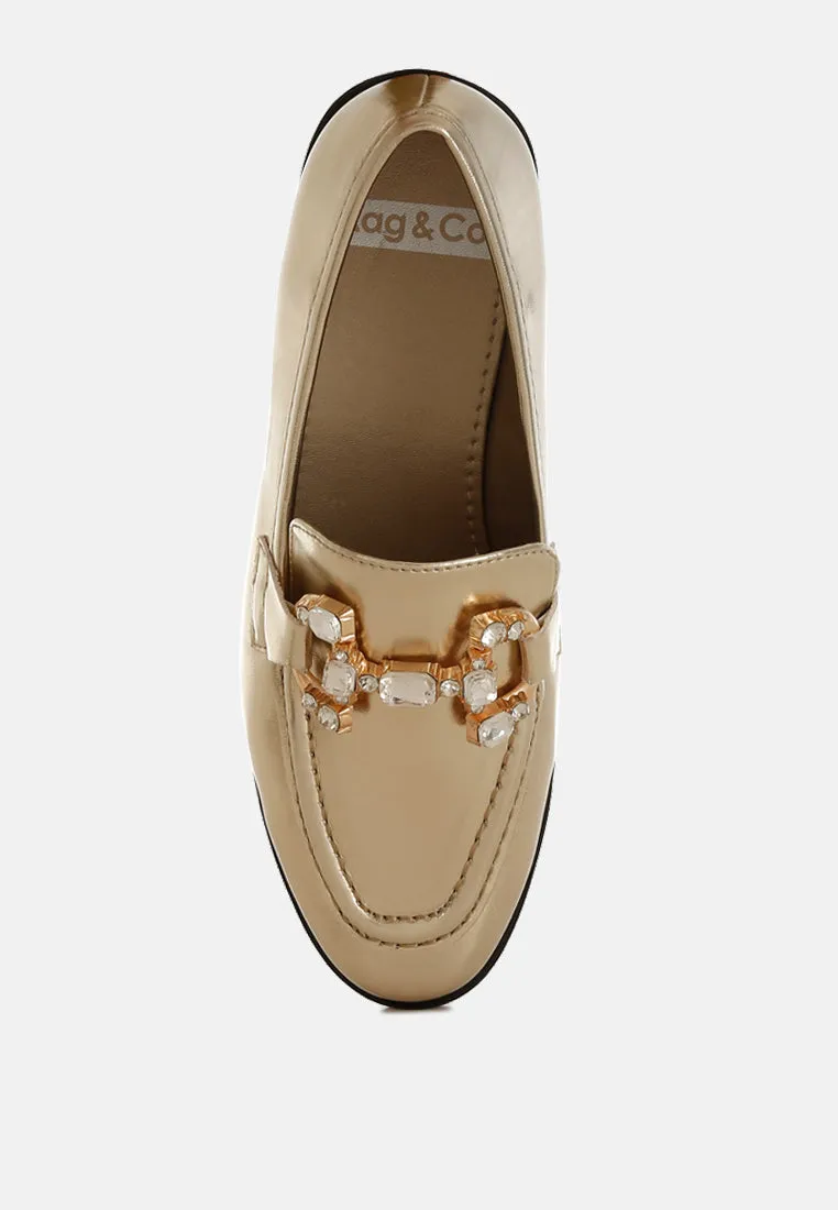 Diamante Horsebit Metallic Loafers by RUW