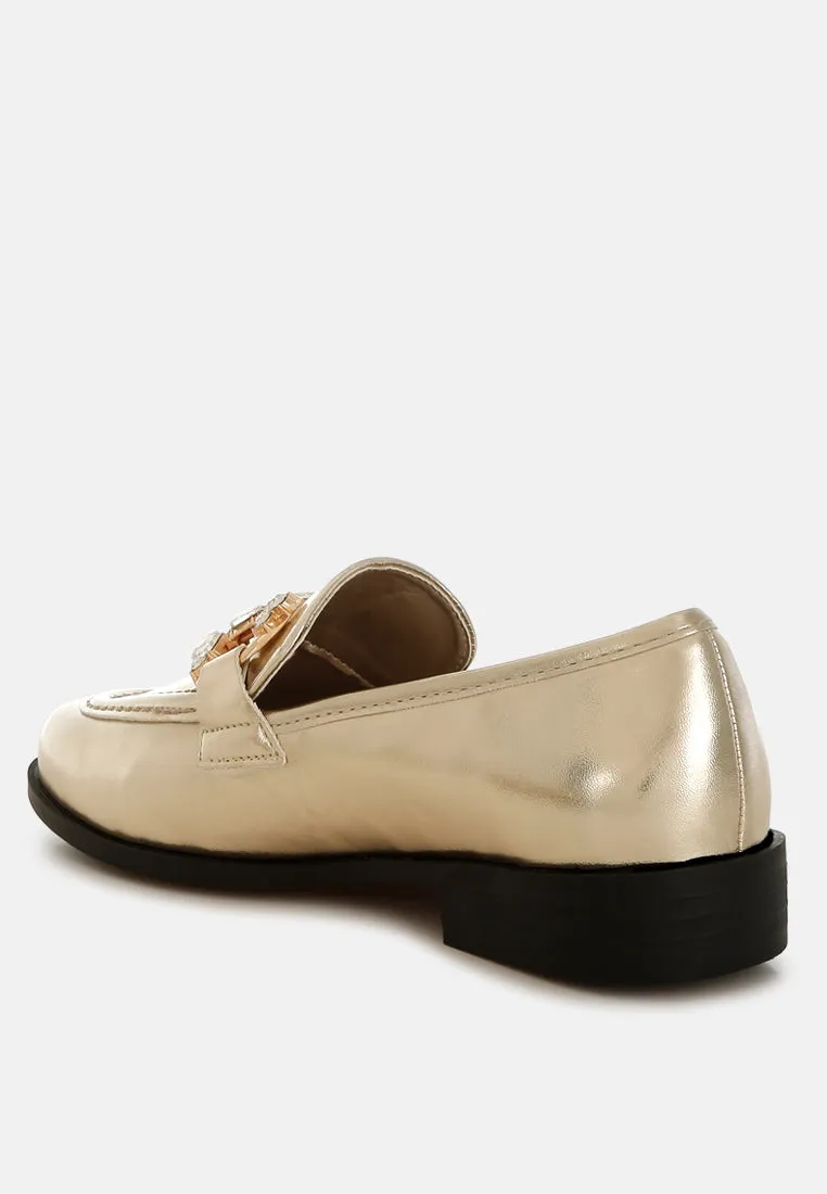 Diamante Horsebit Metallic Loafers by RUW