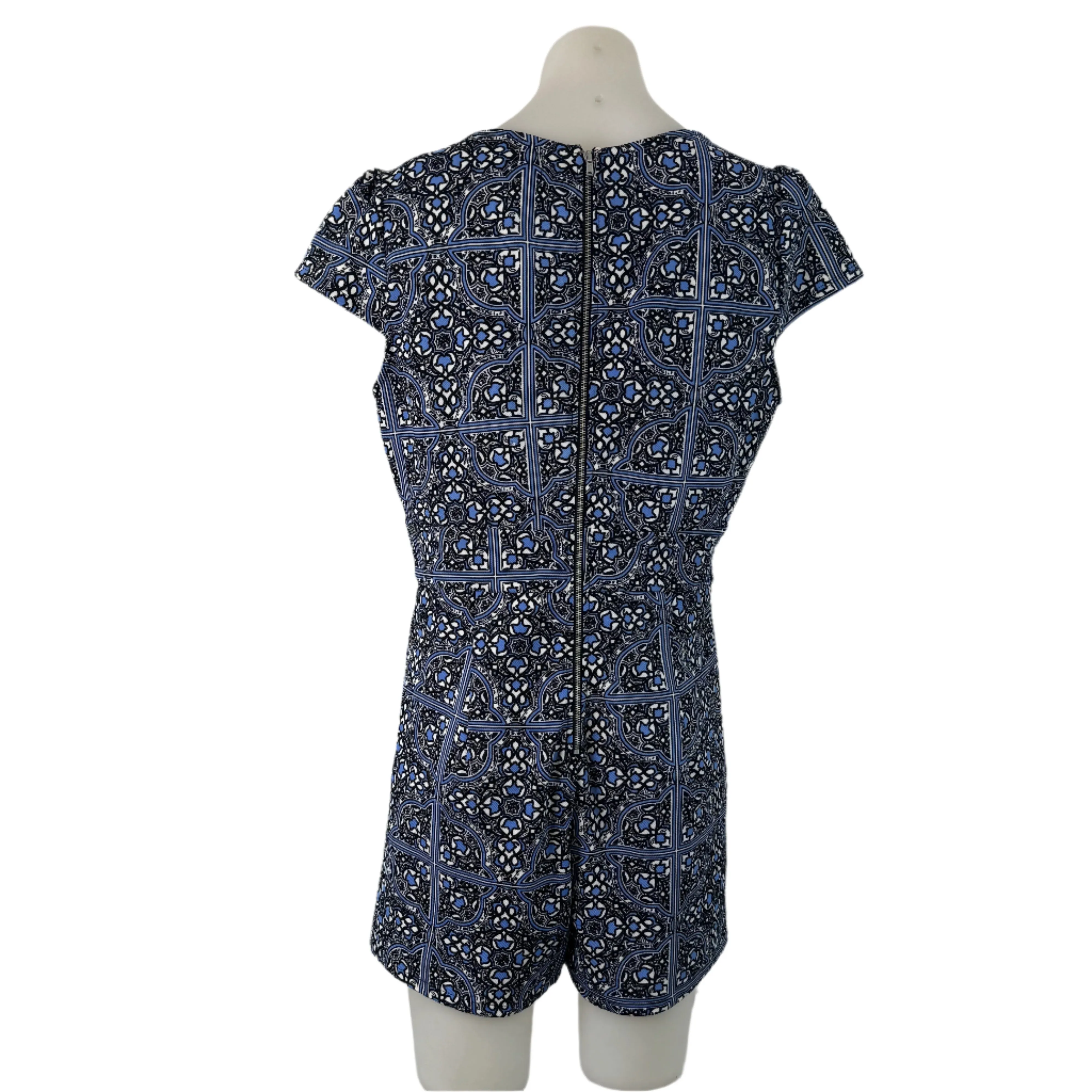 Dotti Fleur De Lis Print Stretch Romper - Size 14