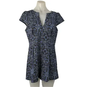 Dotti Fleur De Lis Print Stretch Romper - Size 14