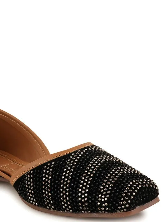 Embellished Stone Mojaris Flats