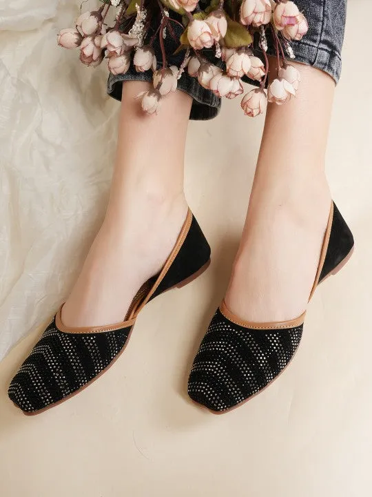 Embellished Stone Mojaris Flats