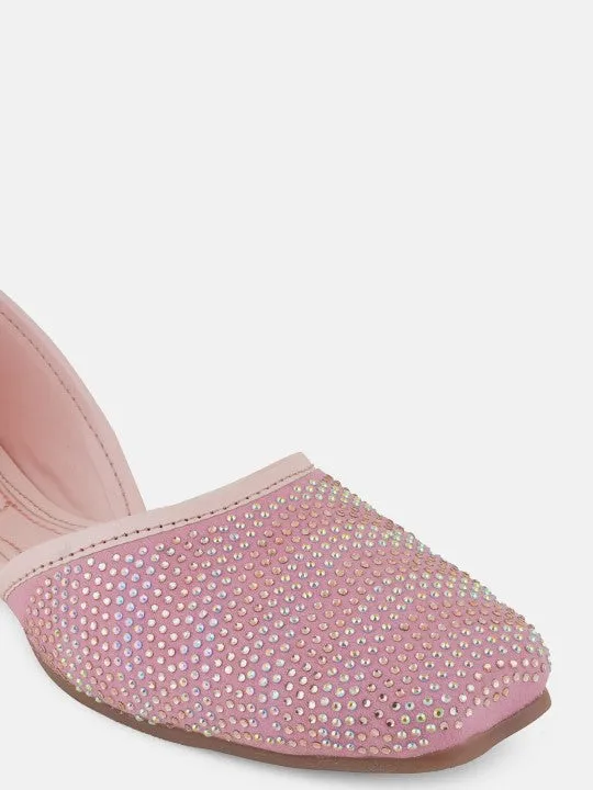 Embellished Stone Mojaris Flats