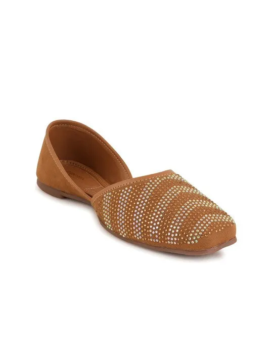 Embellished Stone Mojaris Flats