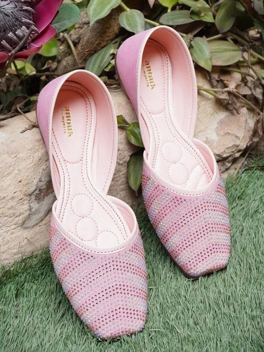 Embellished Stone Mojaris Flats