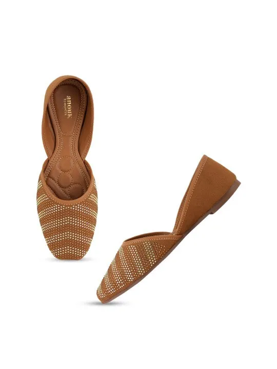Embellished Stone Mojaris Flats