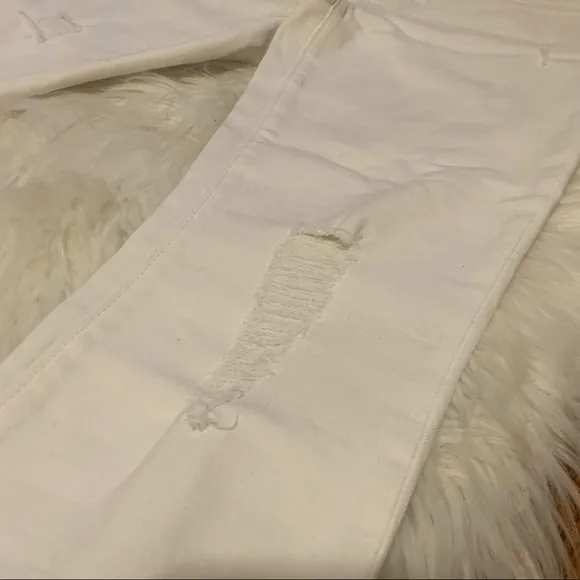 Gap White Distressed Mid Rise Skinny Jean Legging