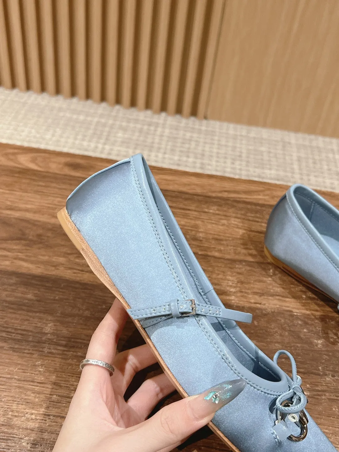 GC Silk fabric Early Spring Resort Series Horsebit Ballet Flats