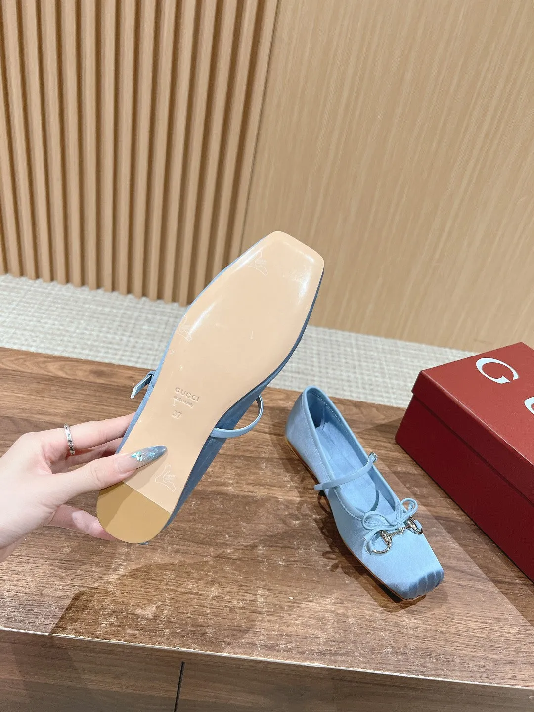 GC Silk fabric Early Spring Resort Series Horsebit Ballet Flats