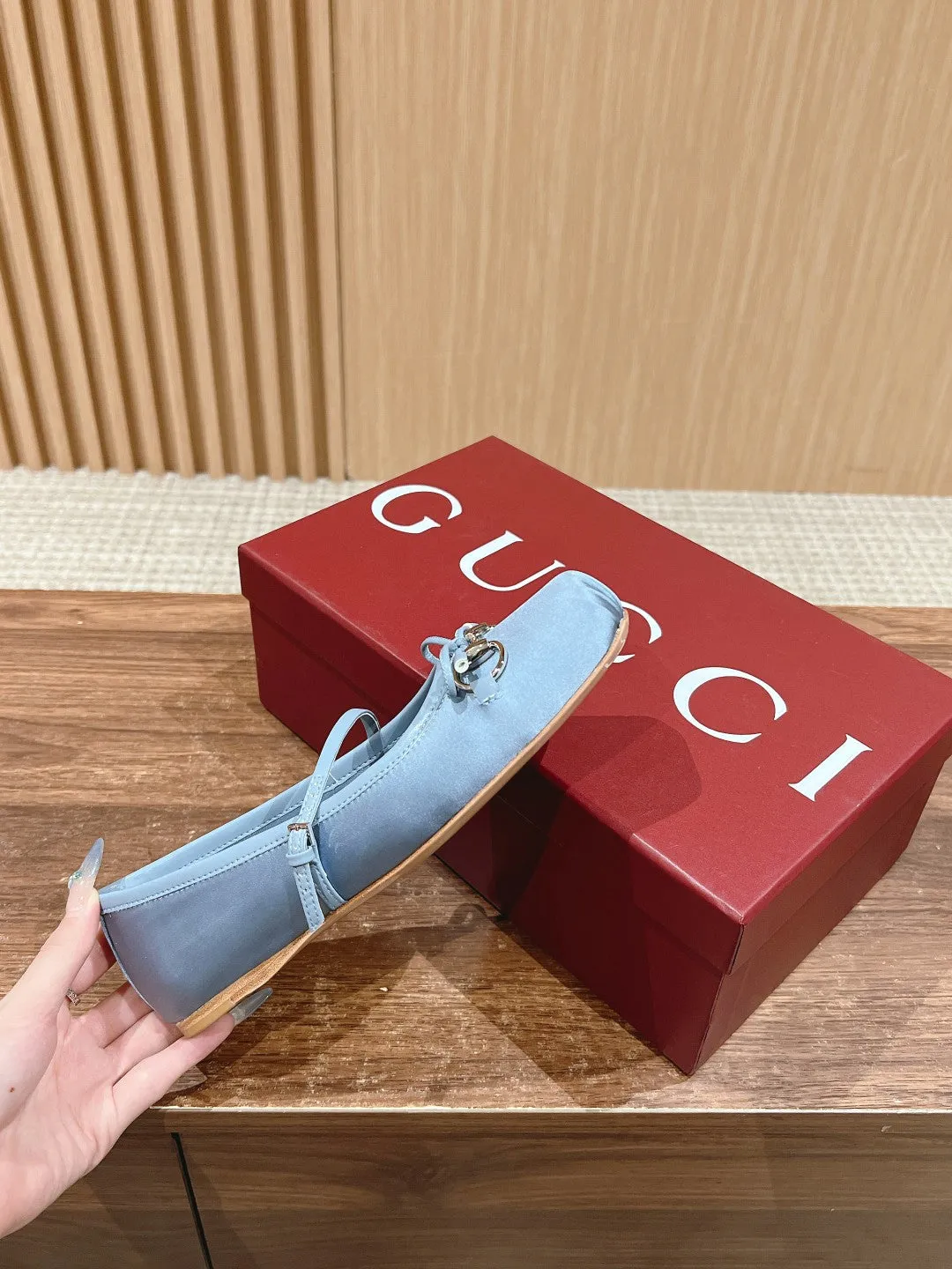 GC Silk fabric Early Spring Resort Series Horsebit Ballet Flats