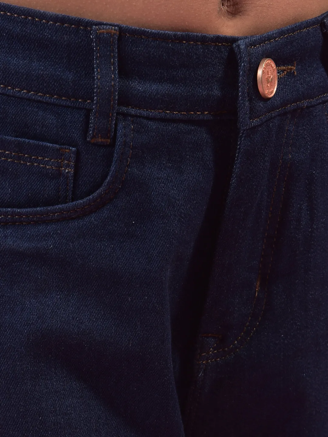 Girl's Navy Blue Straight Jeans