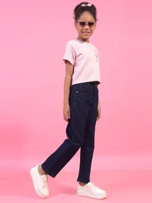 Girl's Navy Blue Straight Jeans