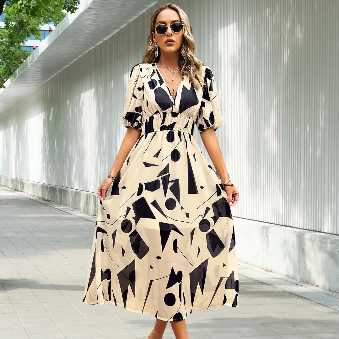 Giselle™ | Classic Midi Dress With Puff Sleeves