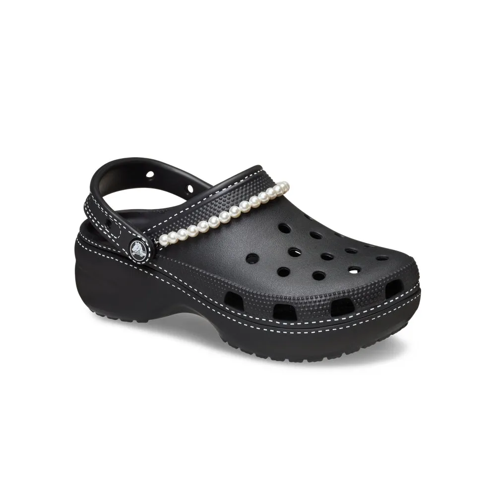 Giày Clog Nữ Crocs Classic Contrast Stitch Platform - Black