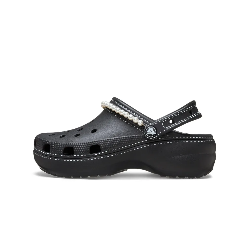 Giày Clog Nữ Crocs Classic Contrast Stitch Platform - Black