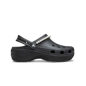 Giày Clog Nữ Crocs Classic Contrast Stitch Platform - Black