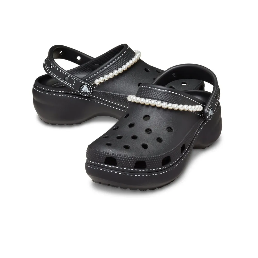 Giày Clog Nữ Crocs Classic Contrast Stitch Platform - Black