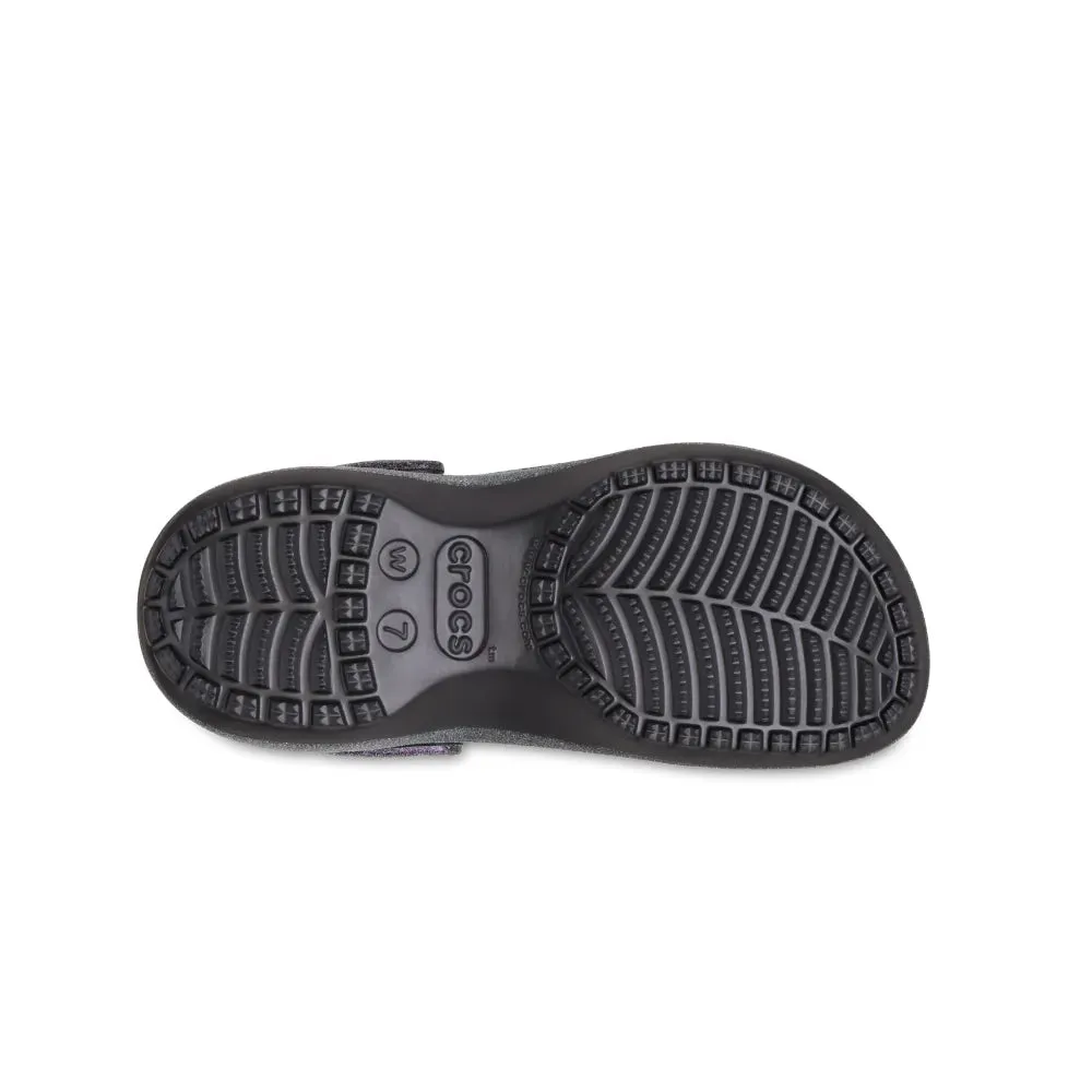 Giày Clog Nữ Crocs Classic Platform Glitter - Black