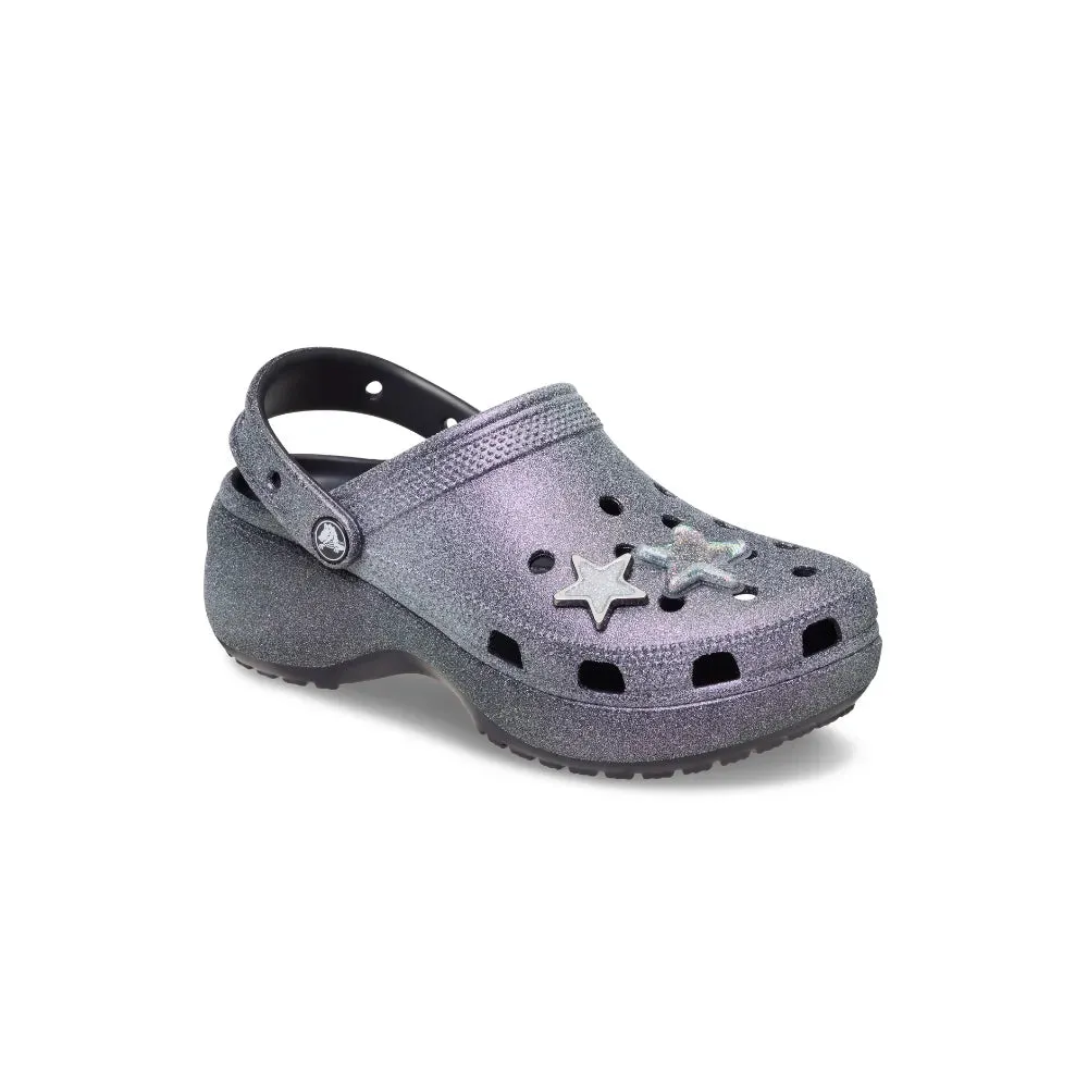 Giày Clog Nữ Crocs Classic Platform Glitter - Black