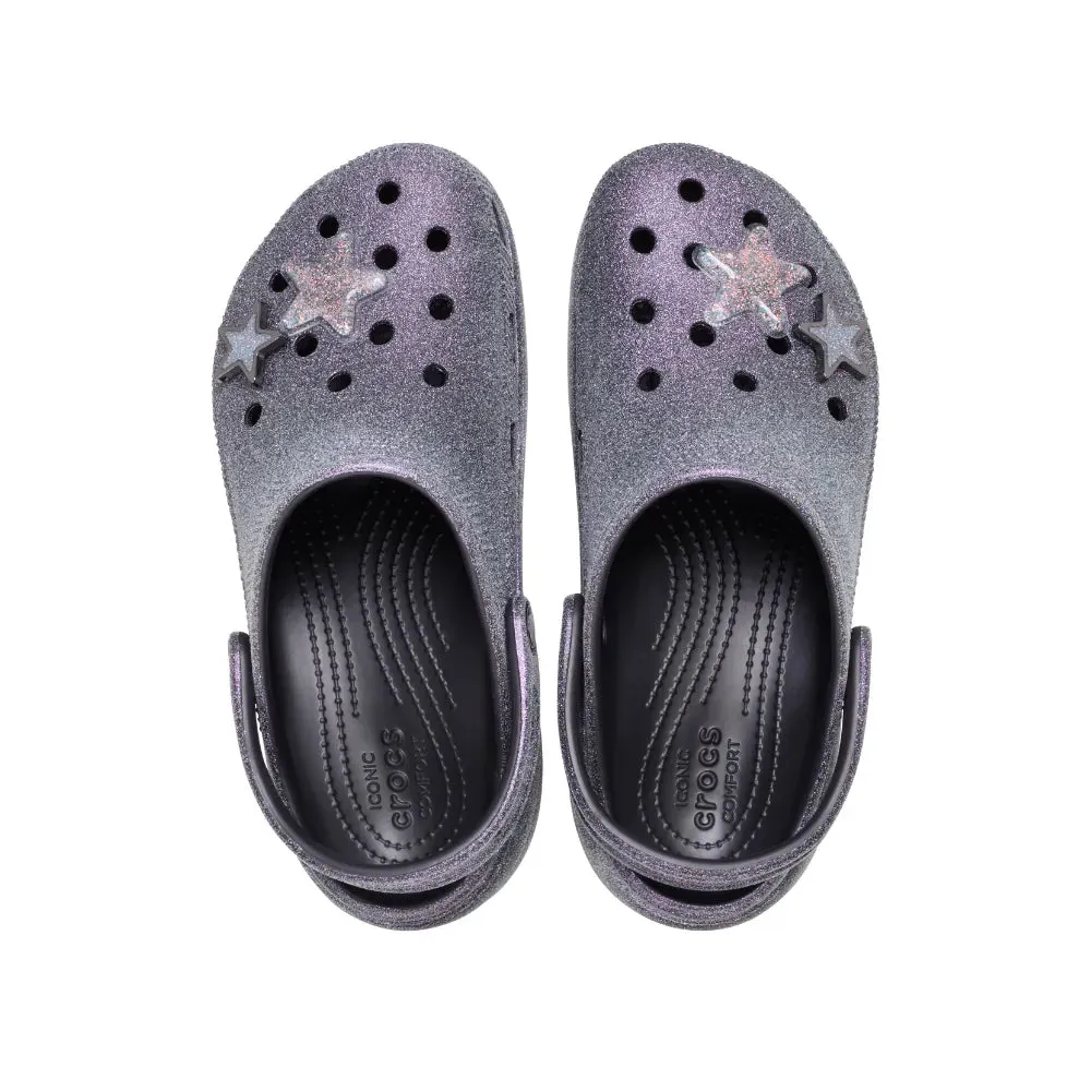 Giày Clog Nữ Crocs Classic Platform Glitter - Black