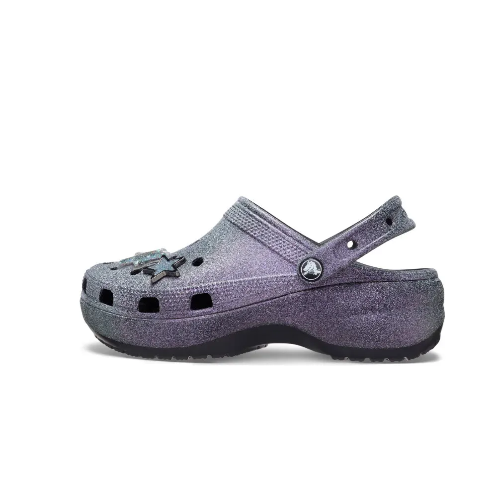 Giày Clog Nữ Crocs Classic Platform Glitter - Black