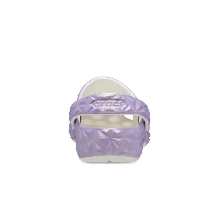 Giày Clog Trẻ Em Crocs Classic Iridescent Geometric - White