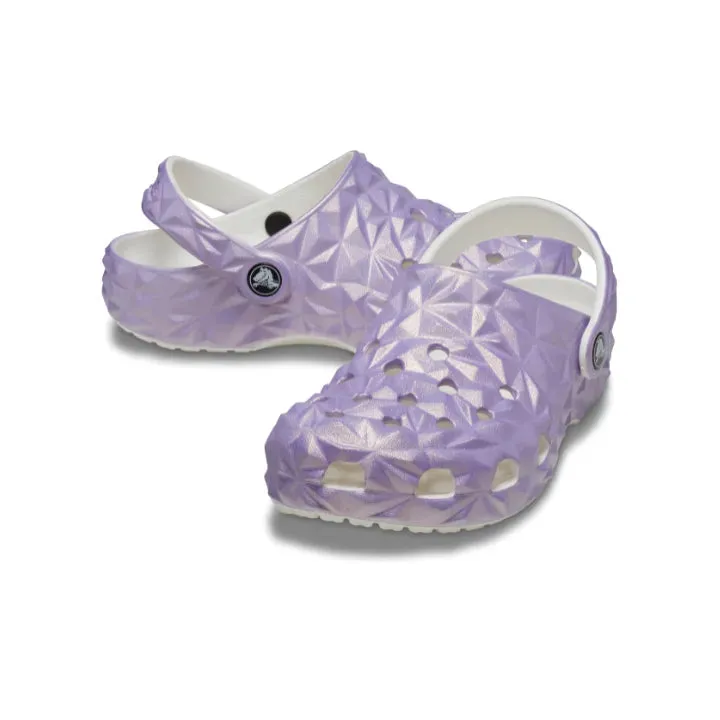 Giày Clog Trẻ Em Crocs Classic Iridescent Geometric - White