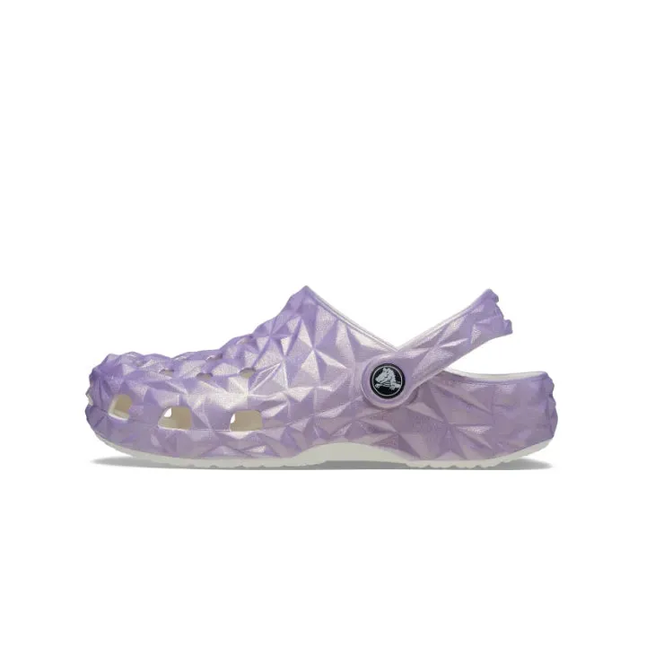 Giày Clog Trẻ Em Crocs Classic Iridescent Geometric - White