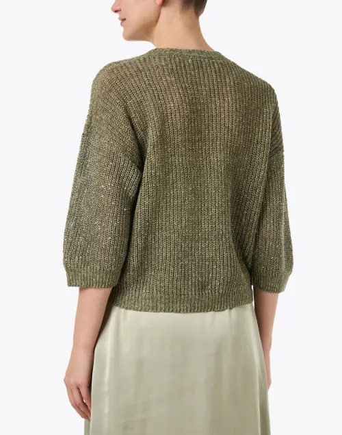 Green Sequin Knit Top