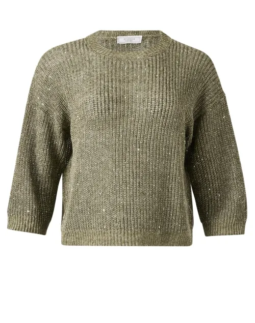 Green Sequin Knit Top
