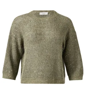 Green Sequin Knit Top
