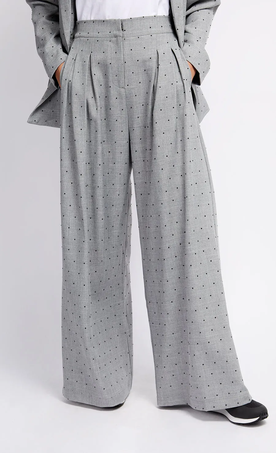 Grey and Black Diamanté Trousers