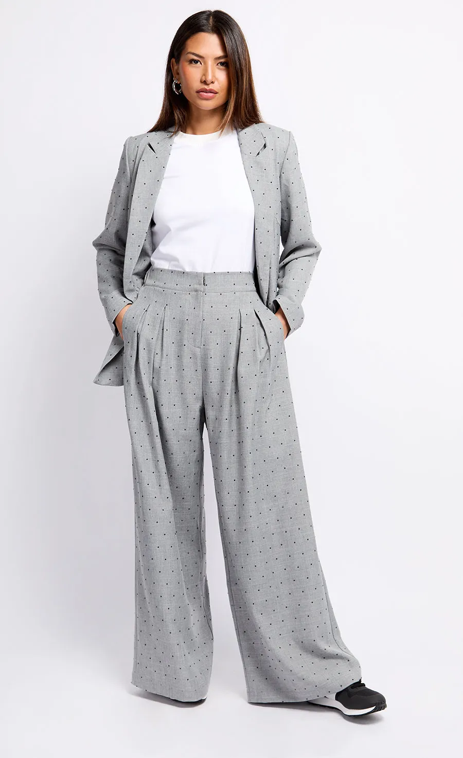 Grey and Black Diamanté Trousers