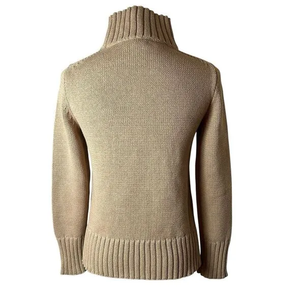 J.Crew Cotton Turtleneck Sweater in Camel Mock Neck Ribbed CE700 NWT Old Money