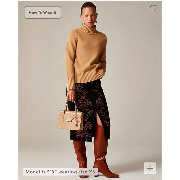 J.Crew Cotton Turtleneck Sweater in Camel Mock Neck Ribbed CE700 NWT Old Money
