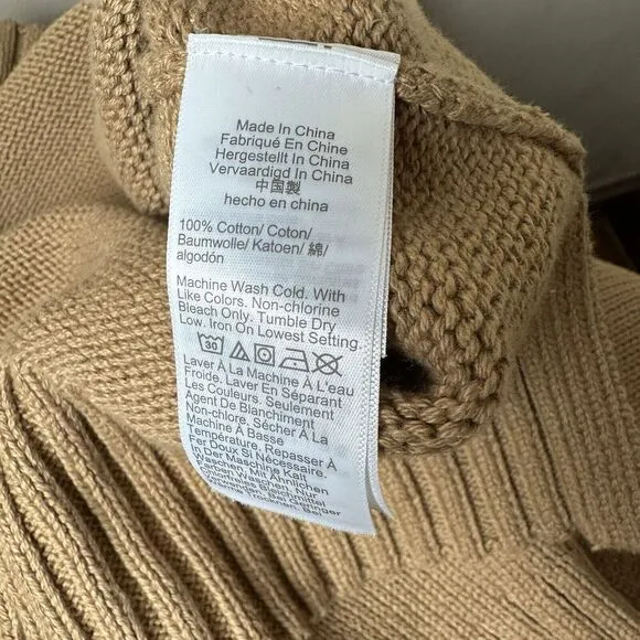 J.Crew Cotton Turtleneck Sweater in Camel Mock Neck Ribbed CE700 NWT Old Money