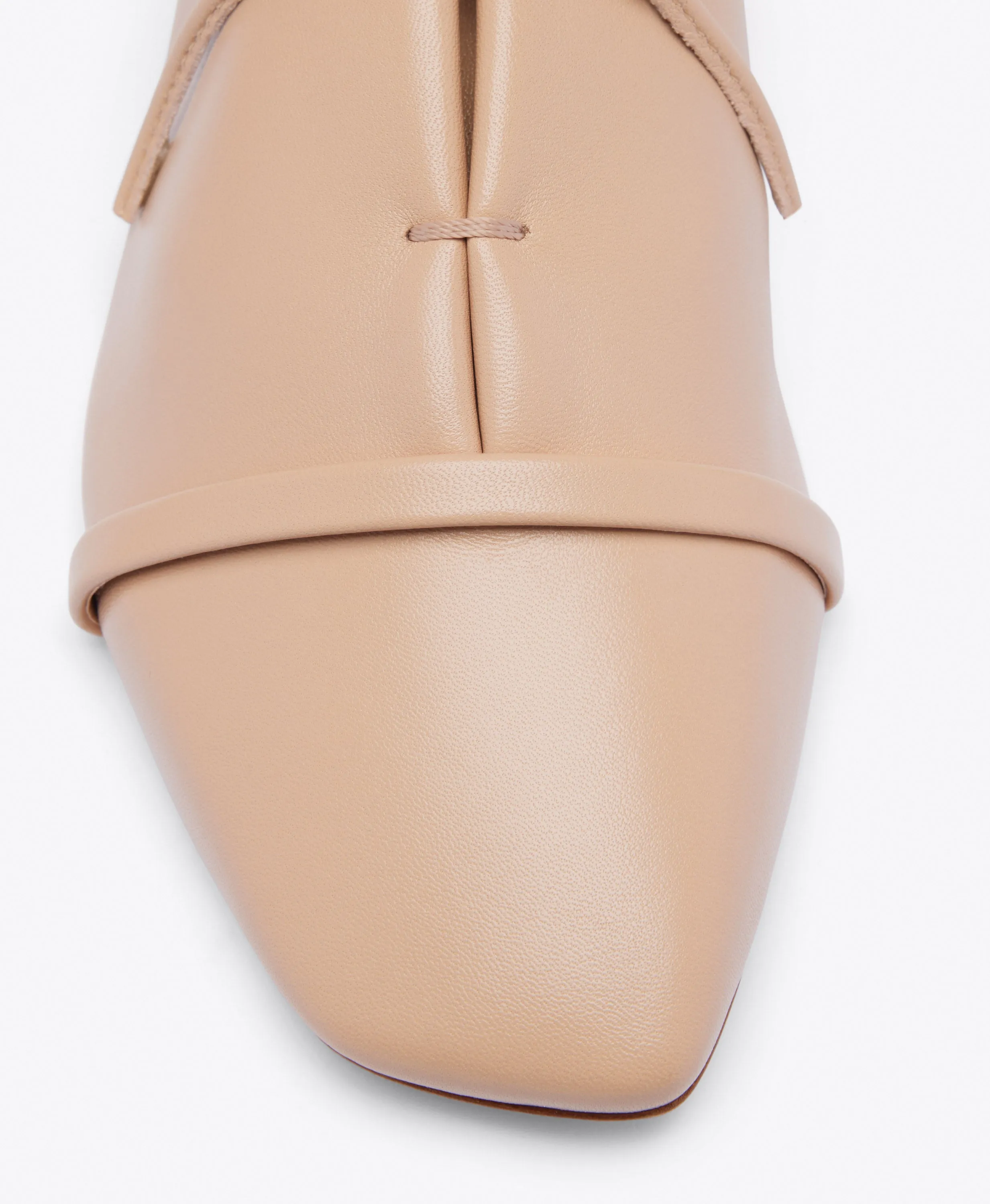 Jean Beige Leather Lace up Flats