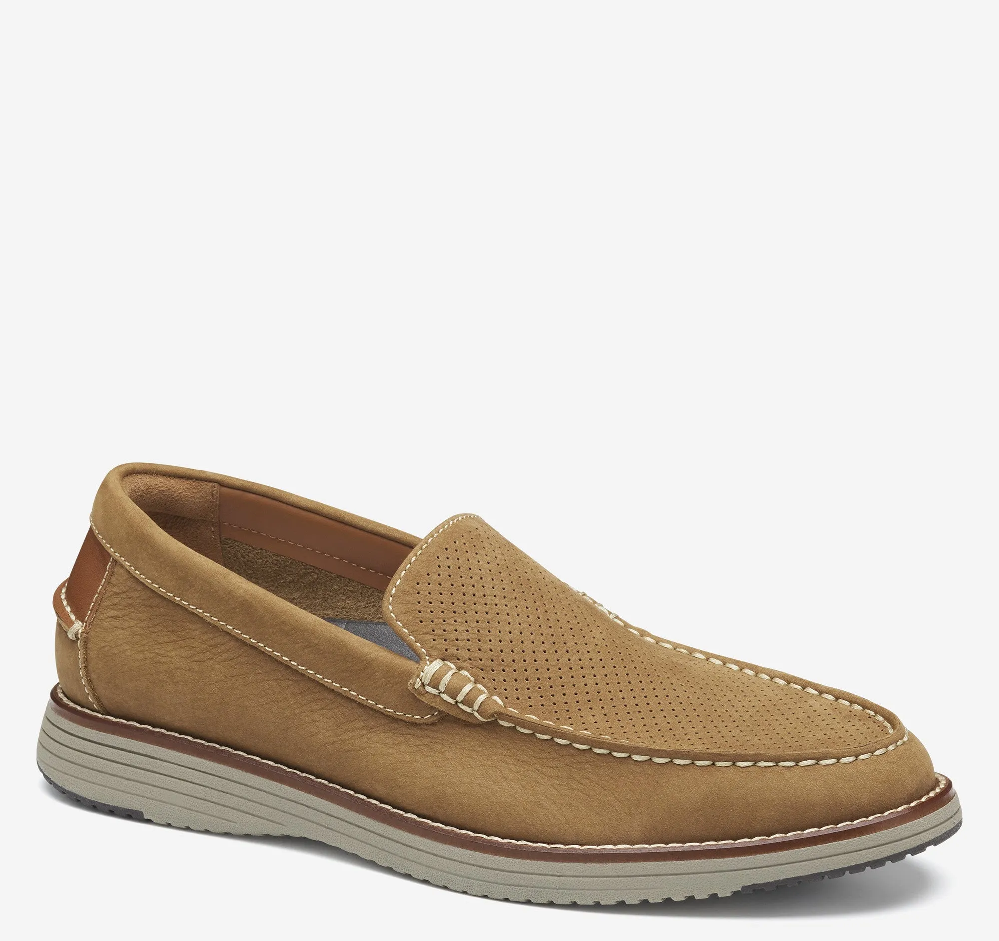 Johnston & Murphy Perfed Venetian Loafer in Snuff Nubuck