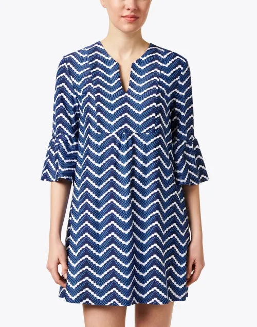 Kerry Navy Chevron Print Dress