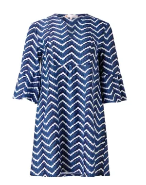 Kerry Navy Chevron Print Dress