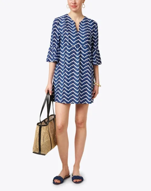 Kerry Navy Chevron Print Dress