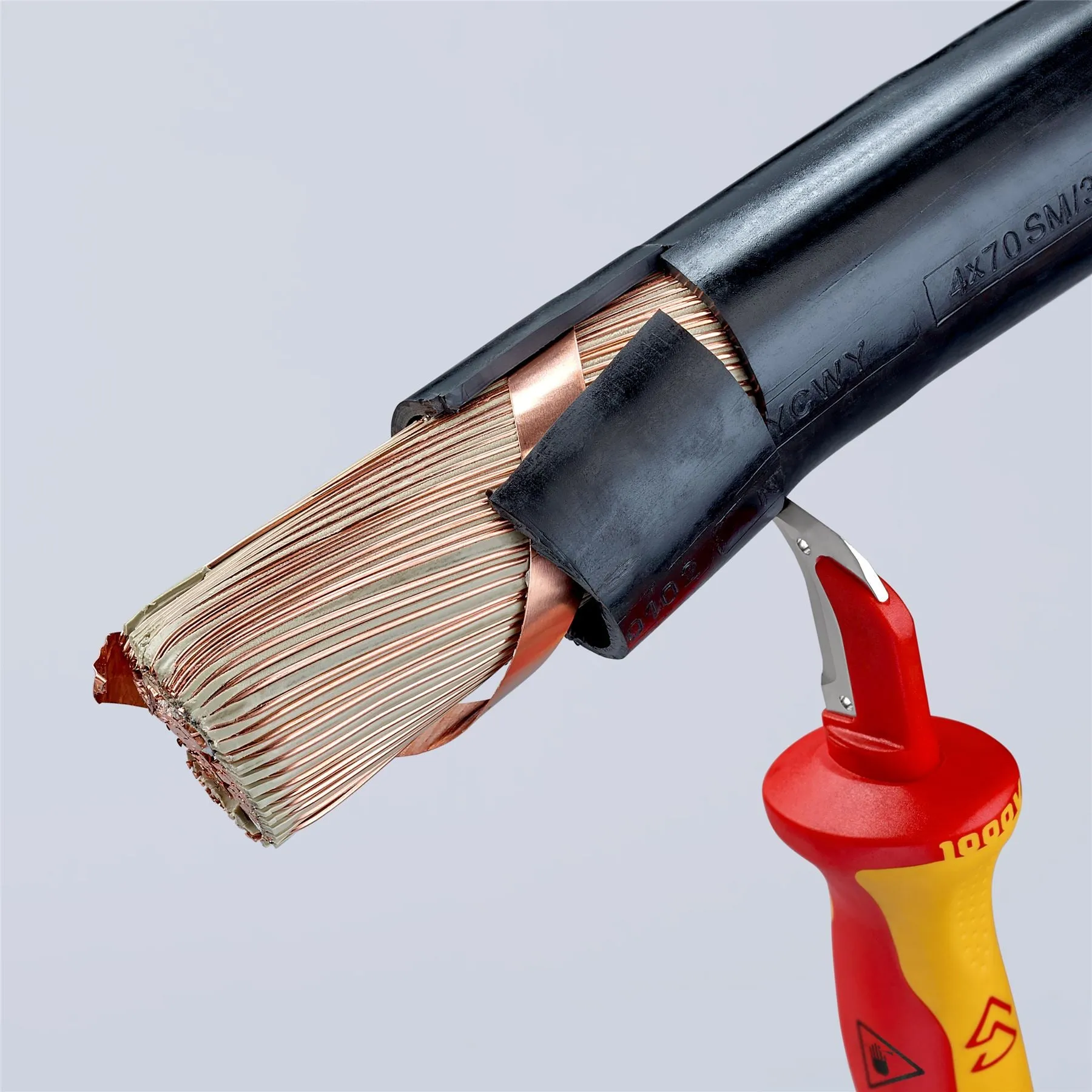 KNIPEX Stripping Knife with Guide Shoe 180mm VDE Insulated Multi Component Handle 38mm Blade Length 98 55