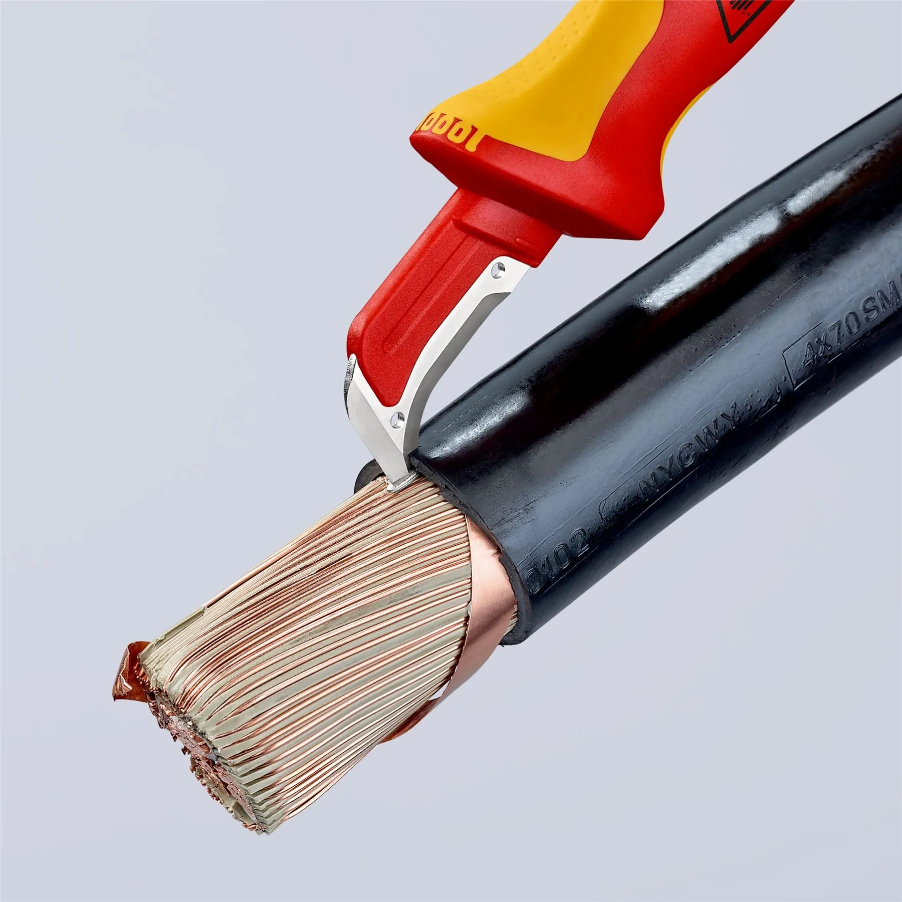 KNIPEX Stripping Knife with Guide Shoe 180mm VDE Insulated Multi Component Handle 38mm Blade Length 98 55