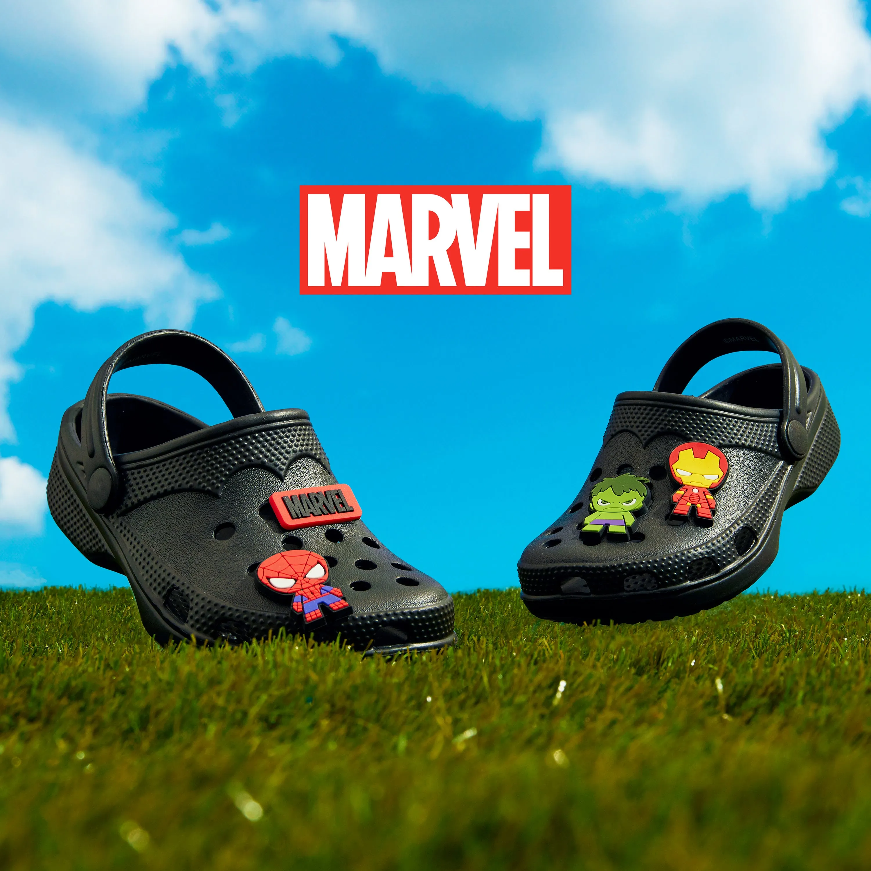 Marvel Boys Clogs with Removable Rubber Charms - Black Spiderman