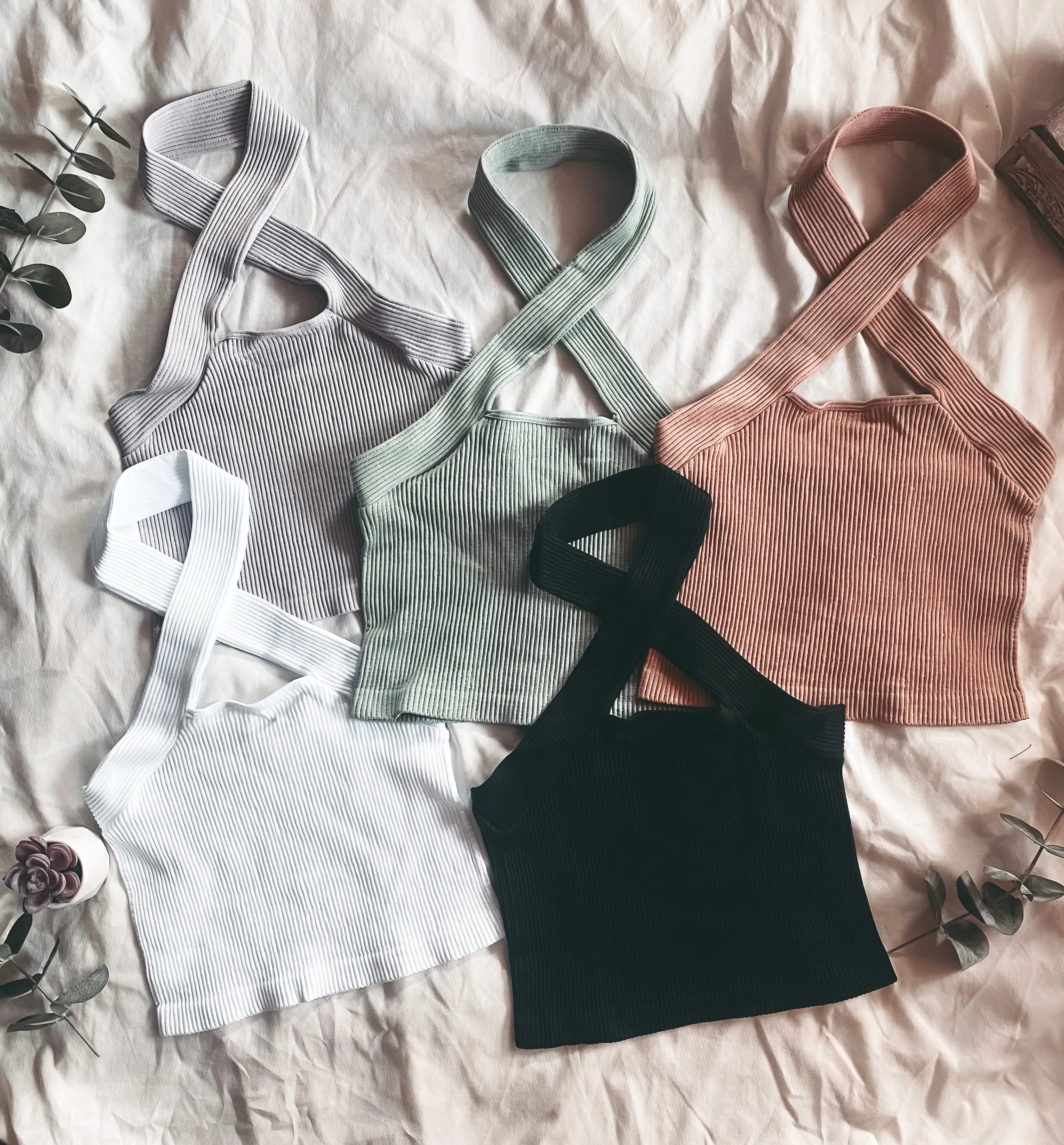 Monroe Criss Cross Halter Crop Top