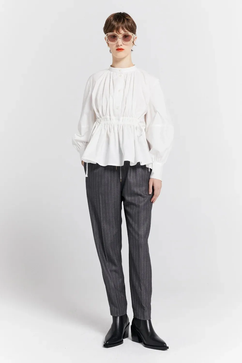Nico Trousers | Pinstripe Charcoal