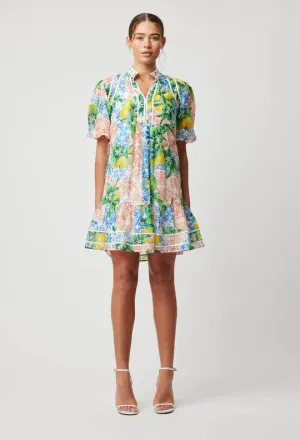 ONCE WAS Lucia Embroidered Cotton Silk Dress - Limonato