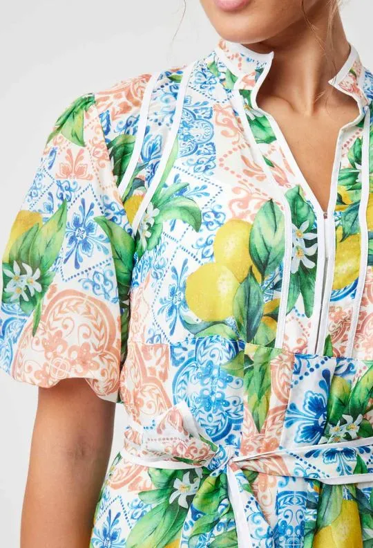 ONCE WAS Lucia Embroidered Cotton Silk Dress - Limonato