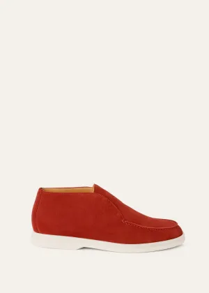 Open Walk Boots in Red Suede