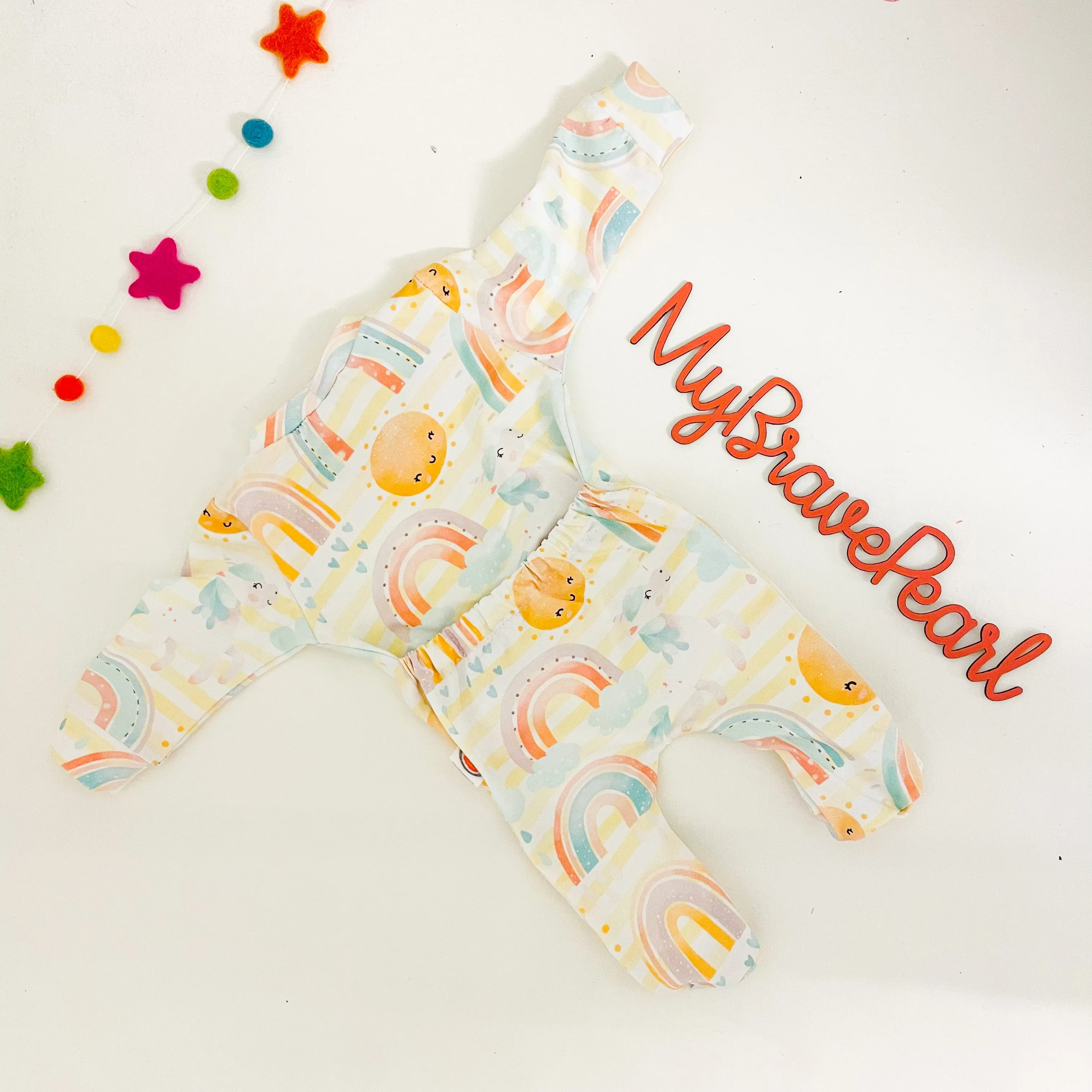 Ready To Ship 6-9M Sunnycorns Back Opening Babygrow